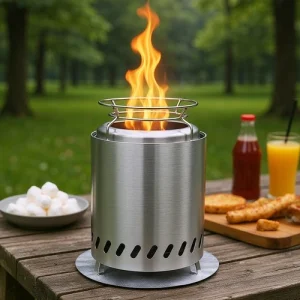 Smokeless 18cm Tabletop Fire Pit, Stainless Steel 7Inches, silver